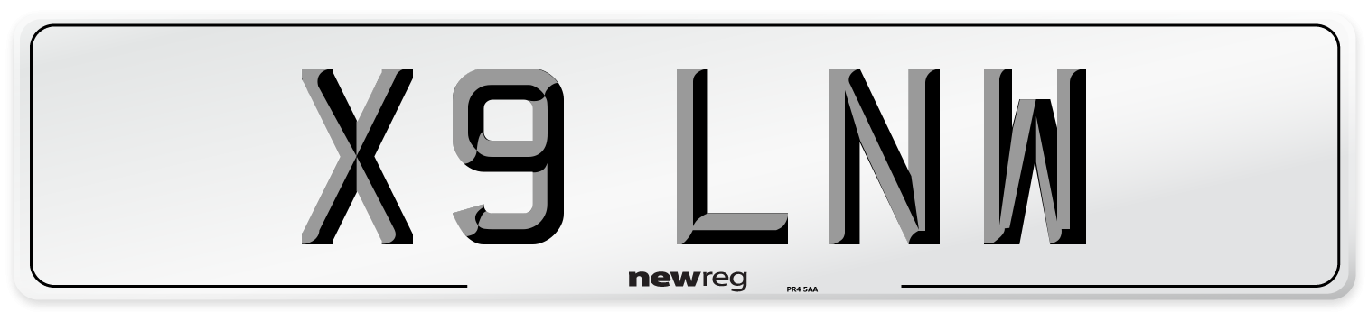 X9 LNW Number Plate from New Reg